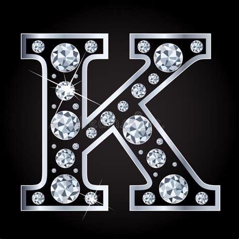 K Vector Letter Made With Diamonds Isolated On Black Background Stock
