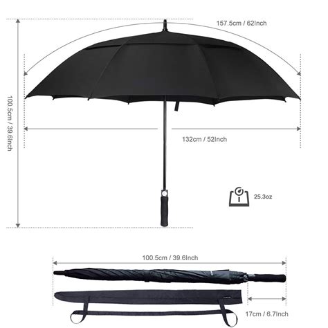 Large Canopy Umbrella Golf Umbrella Windproof 62 Inch Oversized Large