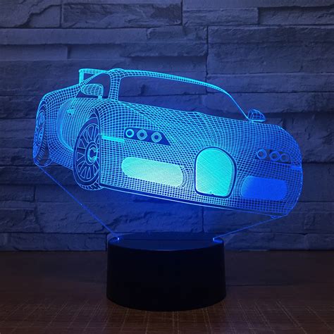 Cool Racing Car Led 3d Night Light 7 Color Changing Usb Illusion Table