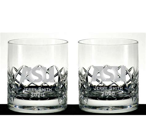 Engraved Diamond Cut Crystal Whiskey Glasses Westport