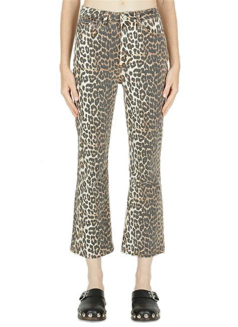 Betzy Leopard Print Jeans In Brown GANNI