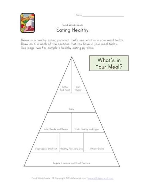 Eating Healthy Food Pyramid Worksheet