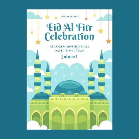 Free Vector Invitation Template For Islamic Eid Al Fitr Celebration