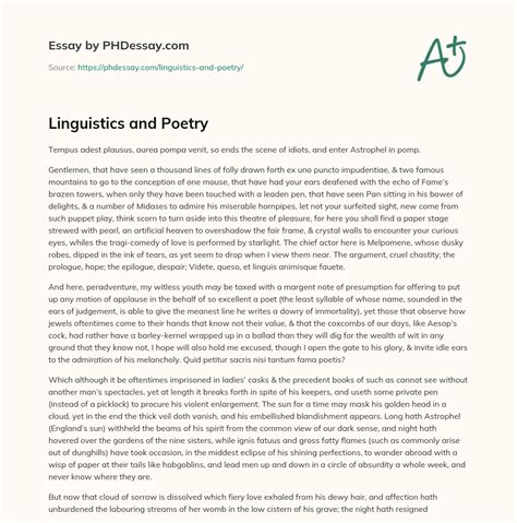 Linguistics And Poetry