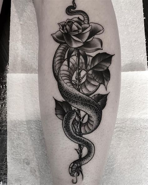 Snake And Rose From Today Rose Tattoos For Women Rose