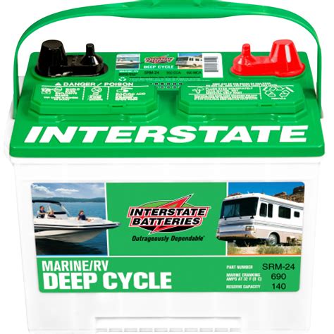 Interstate Deep Cycle Marine/RV Battery — Group Size 24, 12 Volt, 550