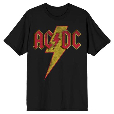 Acdc Vintage Lightning Bolt Logo Mens Black T Shirt Xl