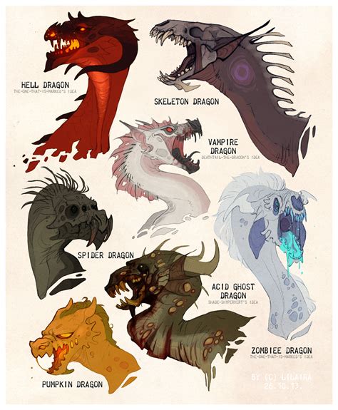 Halloween Dragons By Lilaira On Deviantart Creature Concept Art