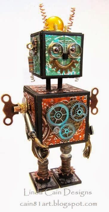 Friends In Art Atb Embossed Metal Robot With Eileen Hull Designs