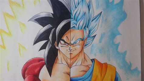 Fanart Oc Goku Ssj4 Vs Goku Ssj Blue Drawing Tell Me What You Think