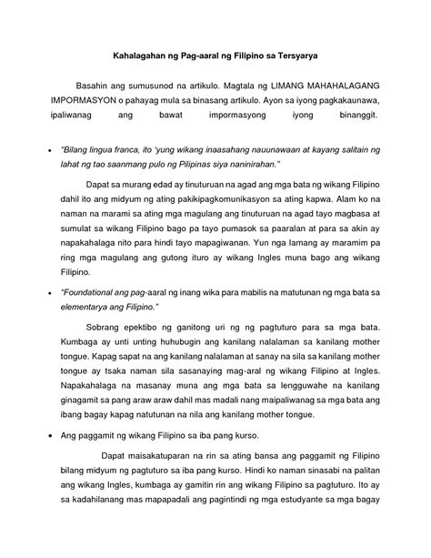 Sanaysay Sa Filipino Docx Ang Kahalagahan Ng Tamang Paggamit Ng Wika