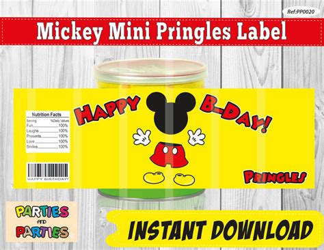 50 Off Mickey Printable Mini Pringles Label By Partiesandparties