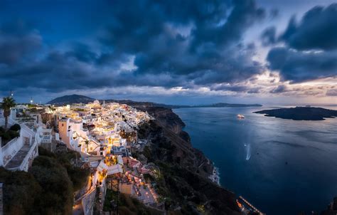 Wallpaper Sea Coast Island Santorini Greece Santorini Greece The