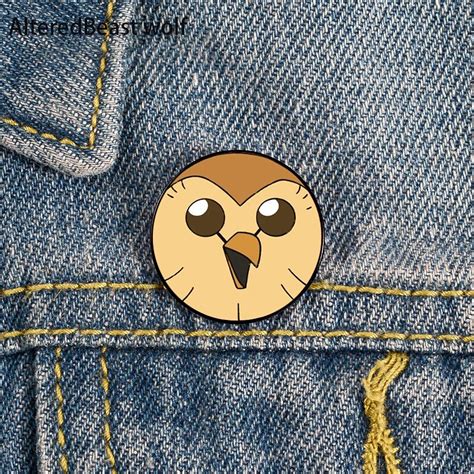 Hooty Owl House Printed Pin Custom Funny Brooches Shirt Lapel Bag Cute