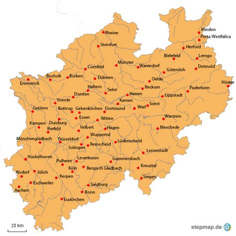 No other region has such a large concentration of higher education facilities. StepMap - nrw - Landkarte für Deutschland