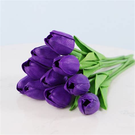 dark purple real touch artificial flower tulip bouquets for etsy