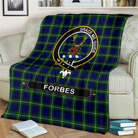 Forbes Crest Tartan Blanket Tartan Home Decor Scottish Clan