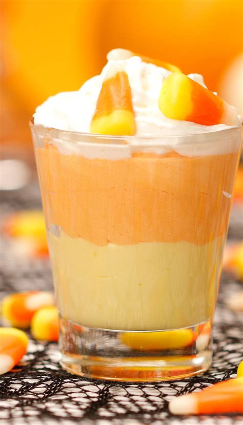Candy Corn Pudding Shots Perfect For Halloween Halloween Food For Party