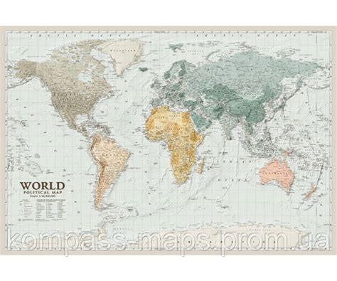 Политическая Карта Мира на Английском Языке 88x60 См М 134 500 000
