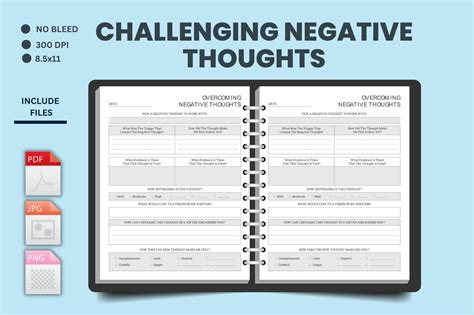 Challenge Negative Thoughts Therapy Worksheets Self Help Printable