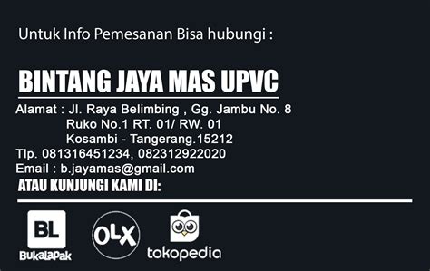 Klik minta penawaran , terima penawaran harga, buat po , dan bertransaksi dengan aman di indotrading. Aksesoris Pintu dan Jendela Upvc | BINTANG JAYA MAS UPVC