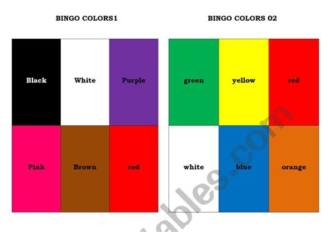 Bingo Colors Esl Worksheet By Raquelmbrasil