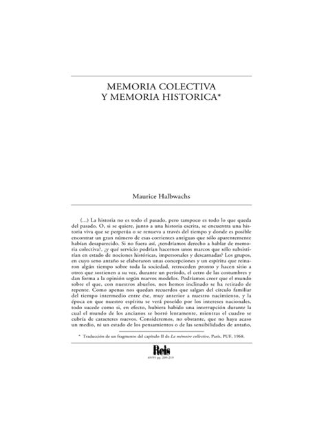 Memoria Colectiva Y Memoria Histórica Halbwachs Maurice Reis