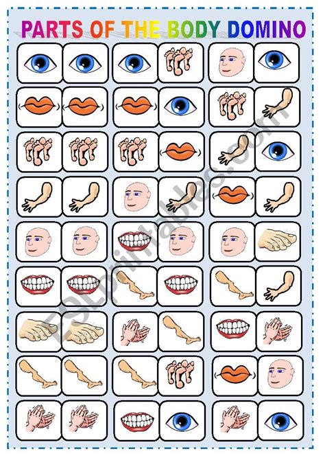 Parts Of The Body Domino Esl Worksheet By Barbarachiote