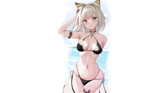 Wallpaper Sexy Anime Cat Pretty Bikini Kitty Nothing Black
