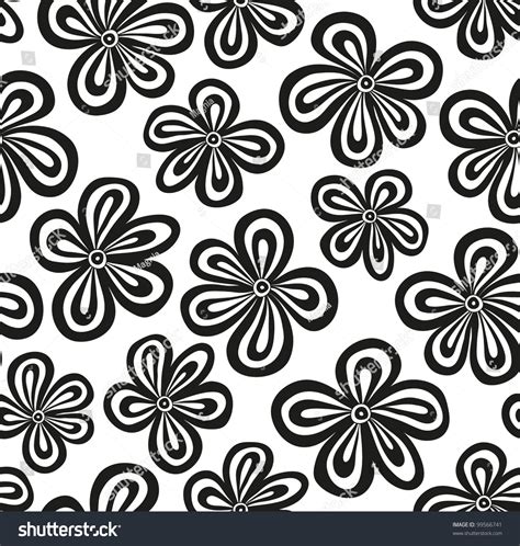 Seamless Black And White Floral Pattern Vector