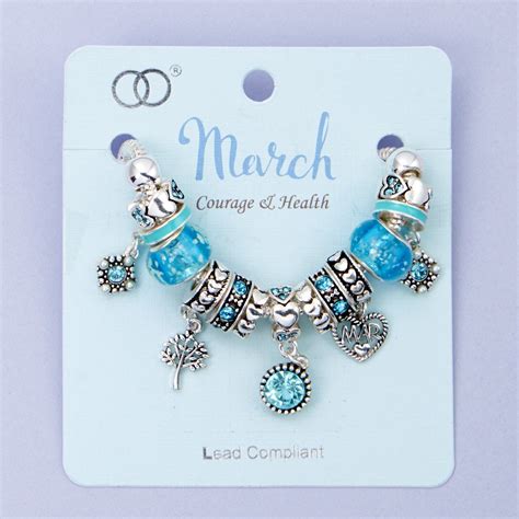 The Lakeside Collection Birthstone Bead Charm Bracelet Silver Toned