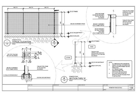 Metal Perimeter Fence Sections Plan And Installation Details Dwg File Hot Sex Picture