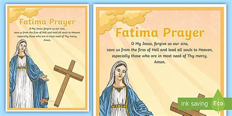 Fatima Prayer Poster Christian Teaching Resource Twinkl