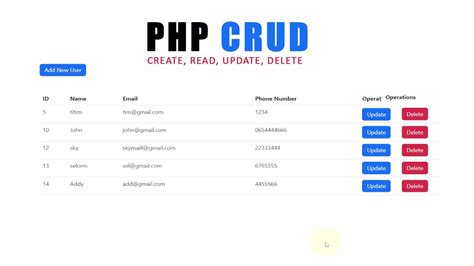 PHP CRUD Operation Using Mysqli YouTube