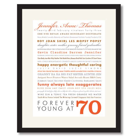 70th Birthday Print Give A Personalised Print