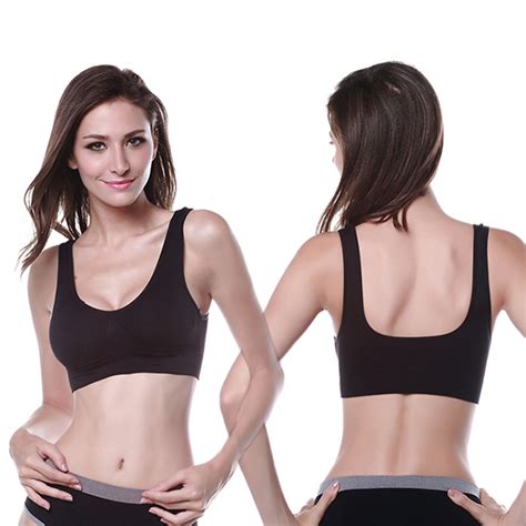 women seamless fitness yoga padded sports bra stretch workout tank top racerback ebay