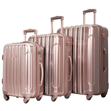 Kensie Womens Alma Hardside Spinner Luggage Rose Gold 3 Piece Set