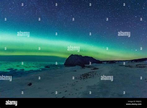 Night Sky Northern Lights Aurora Borealis Lime Stone Rock Formation