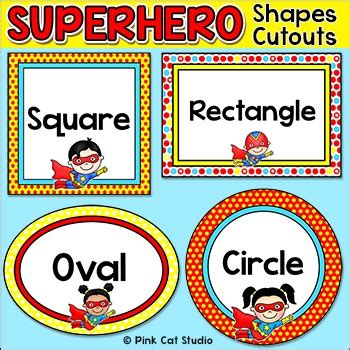 Print super hero and super powers flashcards for the ability to fly, shoot lasers, see through walls, shrink and more. Superhero Shapes Cutouts by Pink Cat Studio | Teachers Pay ...