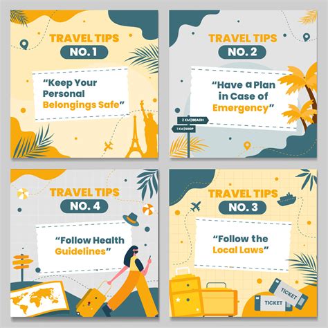 Traveling Safety Tips Social Media Posts 19026301 Vector Art At Vecteezy