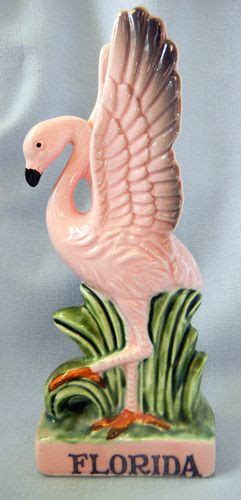 Vintage Mid Centruy Statue Florida Travel Souvenir Pink Flamingo Open