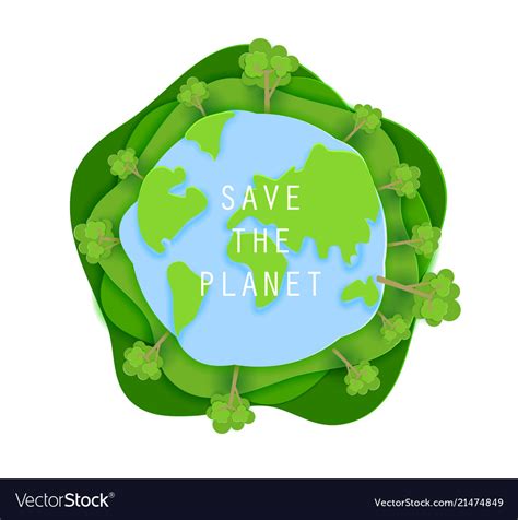 Save Planet Concept Poster In Paper Art Royalty Free Vector