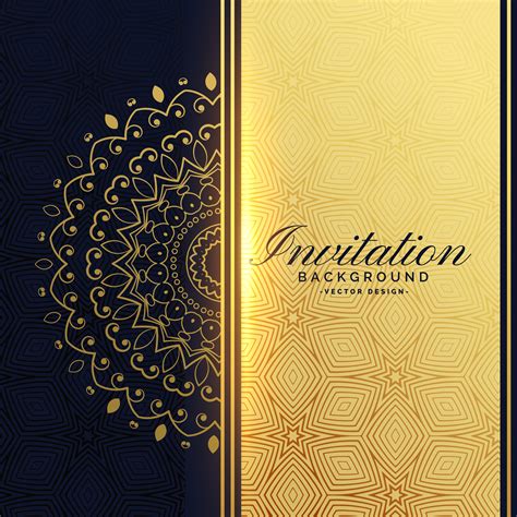 Beautiful Golden Invitation Background With Mandala Decoration
