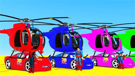 Learn Color Mcqueen Cars And Helicopter Superheroes 3d Animation For