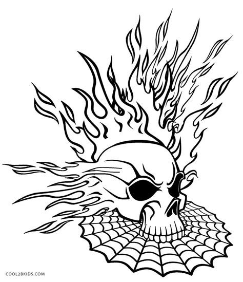 Coloring Pages Skulls Flames Warehouse Of Ideas