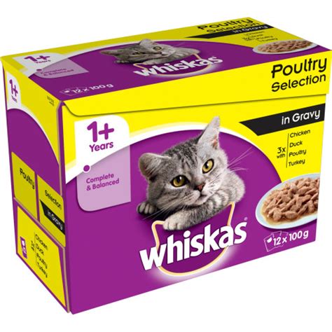 4.7 out of 5 stars. Whiskas Pouch Poultry Selection in Gravy Adult Cat Food ...