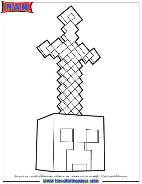 Minecraft Sword On Head Coloring Page H And M Coloring Pages