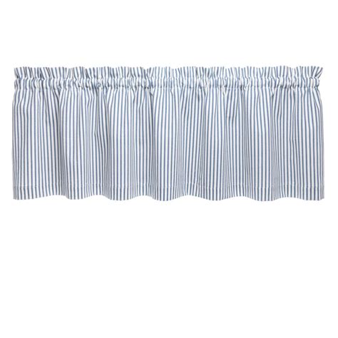 Ticking Stripe Navy Blue Cafe Valance Straight Tailored Window Treat