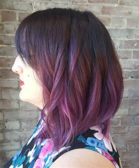 Brownandpurpleblendombre Dark Purple Hair Hair