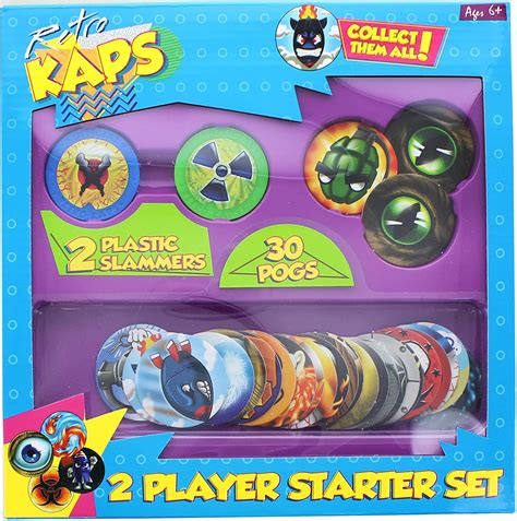 Pog Retro Kaps 2 Player Starter Set Game Includes 30 Pogs And 2 Slammers